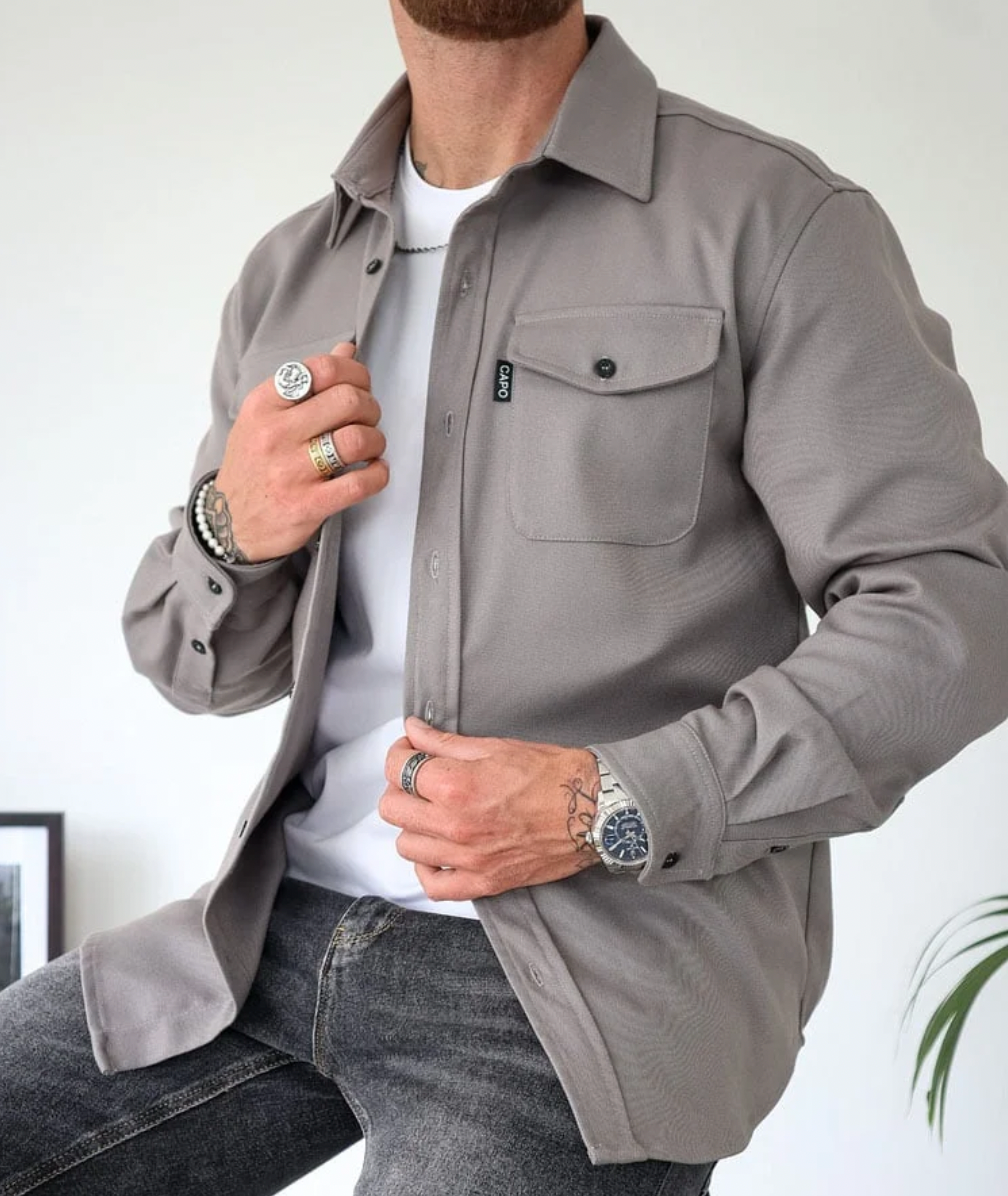 Overshirt Mens Soft Touch Button Front Flap Chest Pockets Point Collar Long Sleeve Regular Fit - image 4
