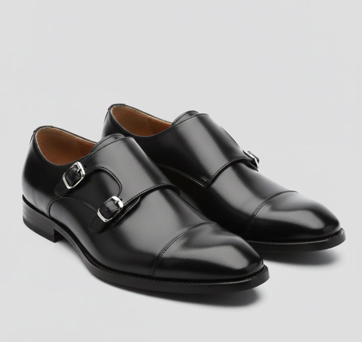 Double Monk Strap Shoes Mens Cap Toe Leather-Look Formal Buckle Slip-On Dress - image 1