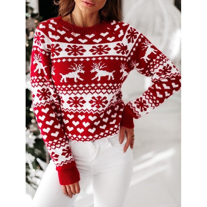 Fair Isle Christmas Jumper Womens Reindeer Heart Pattern Knitted - image 4