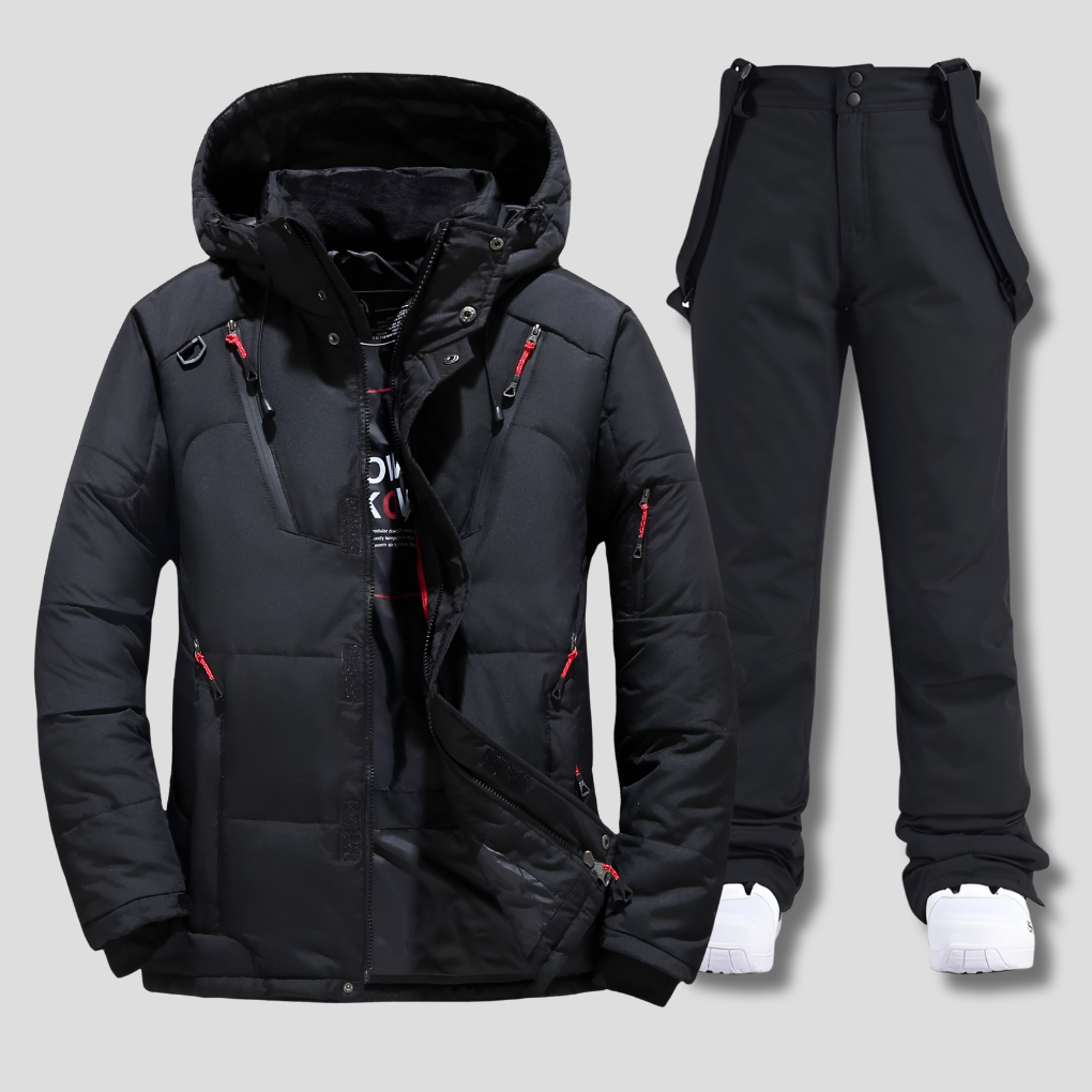 Ski Suit Mens Two Piece Hooded Padded Jacket Salopettes Set Snowboard - image 1