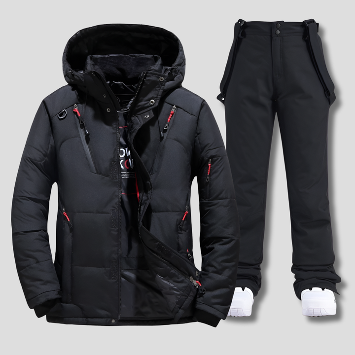 Ski Suit Mens Two Piece Hooded Padded Jacket Salopettes Set Snowboard - image 1