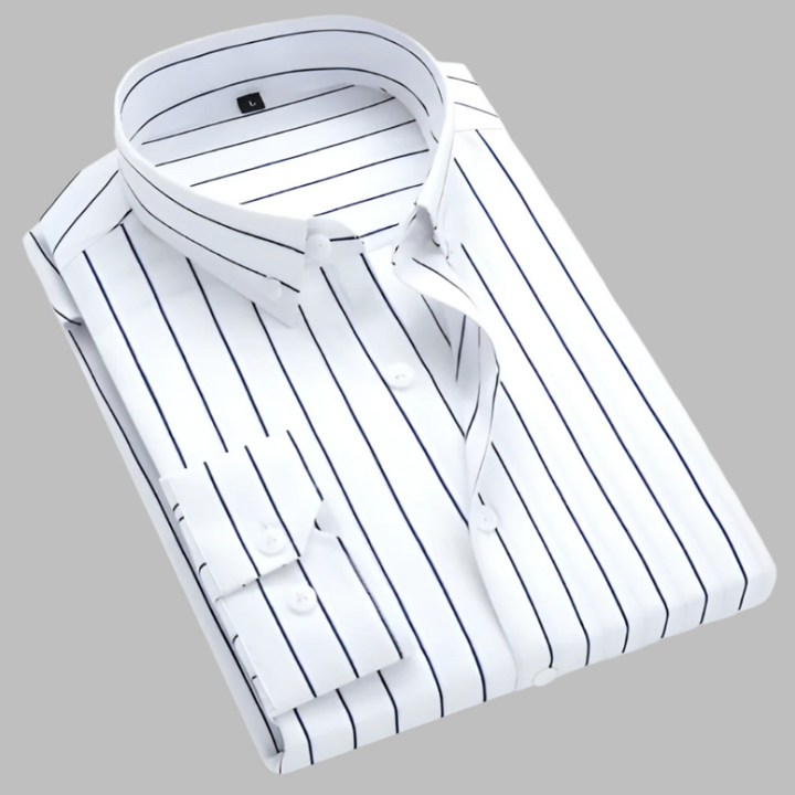 Striped Shirt Mens Long Sleeve Button Down Collar Regular Fit Smart Casual - image 1