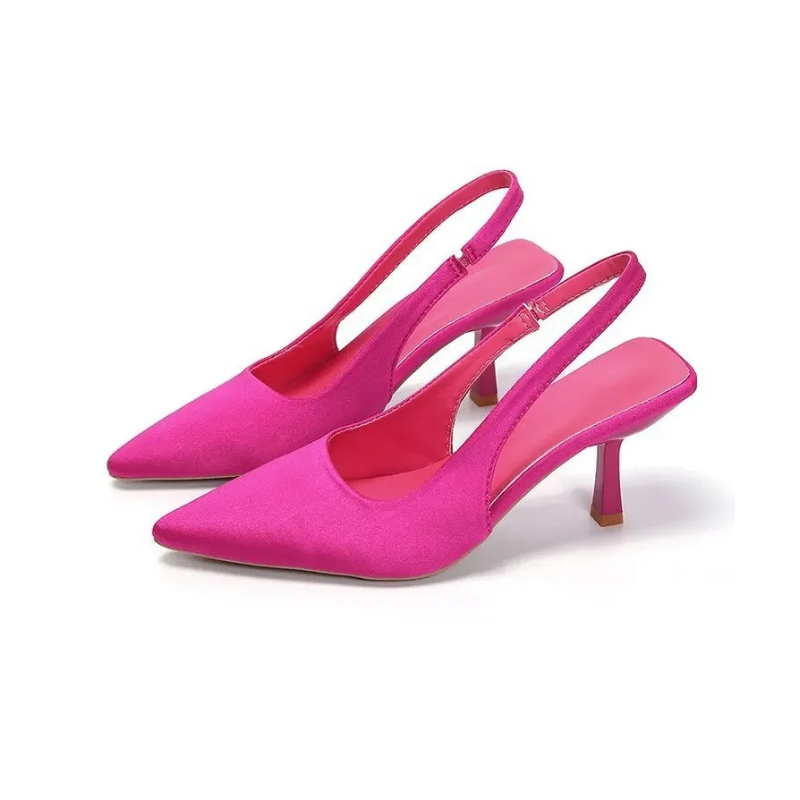 Kitten Heels Womens Pointed Toe Slingback Slim Heel