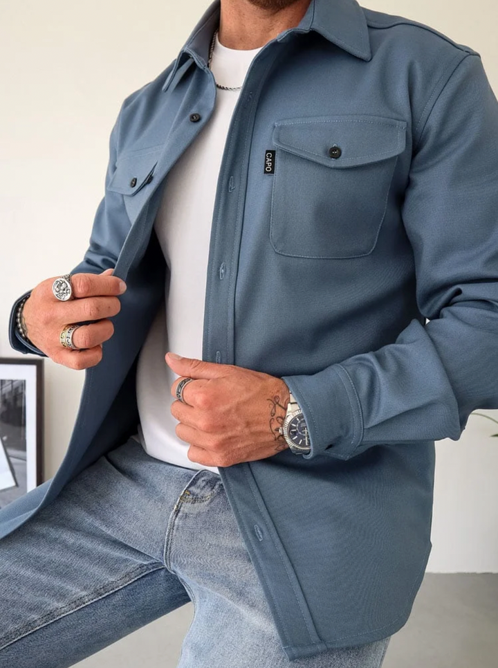 Overshirt Mens Soft Touch Button Front Flap Chest Pockets Point Collar Long Sleeve Regular Fit - image 3