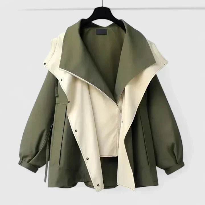 Water Resistant Jacket Womens Oversized Contrast Layered Collar - image 3