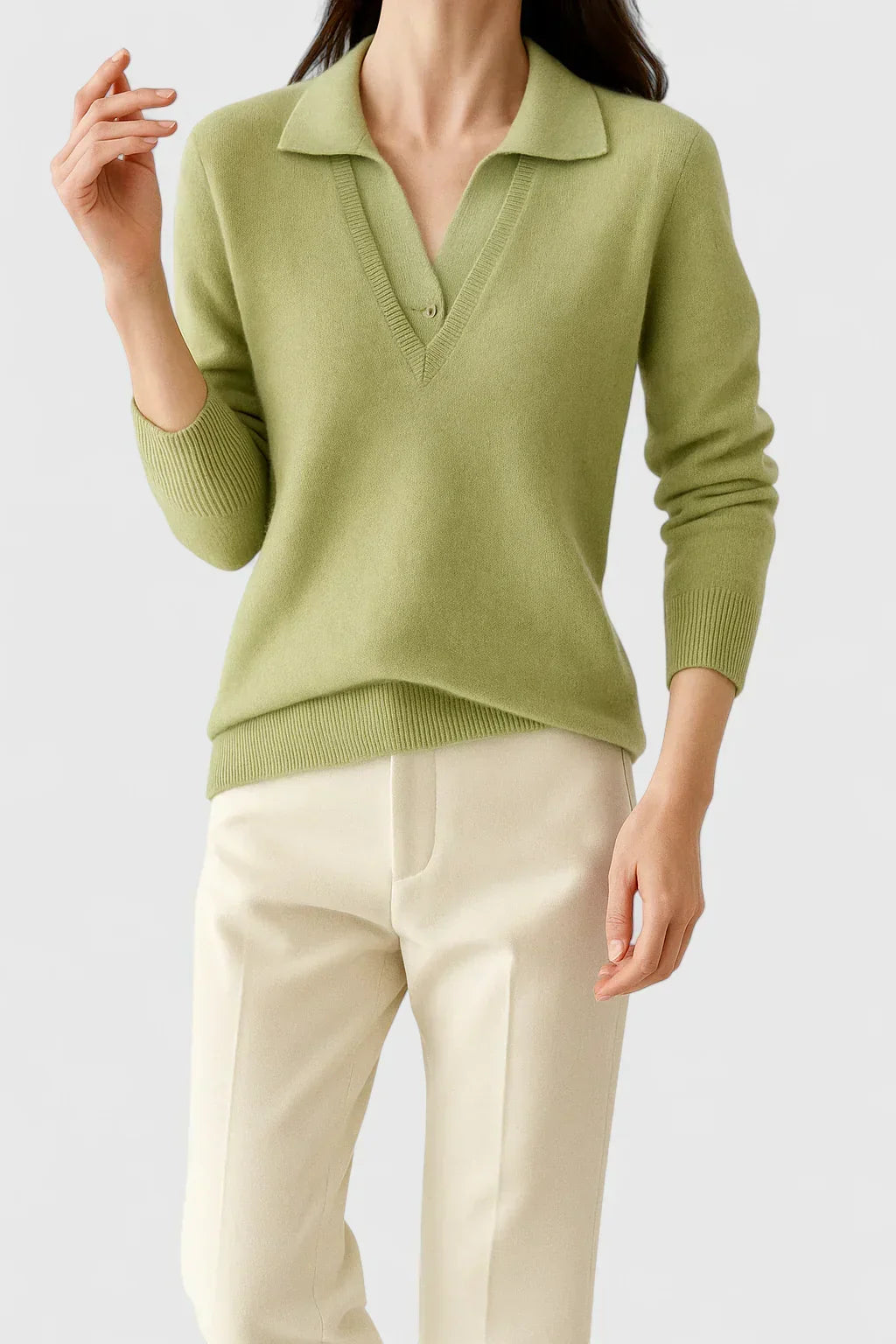 Collared Jumper Womens V Neck Contrast Shirt Collar and Cuffs - image 16