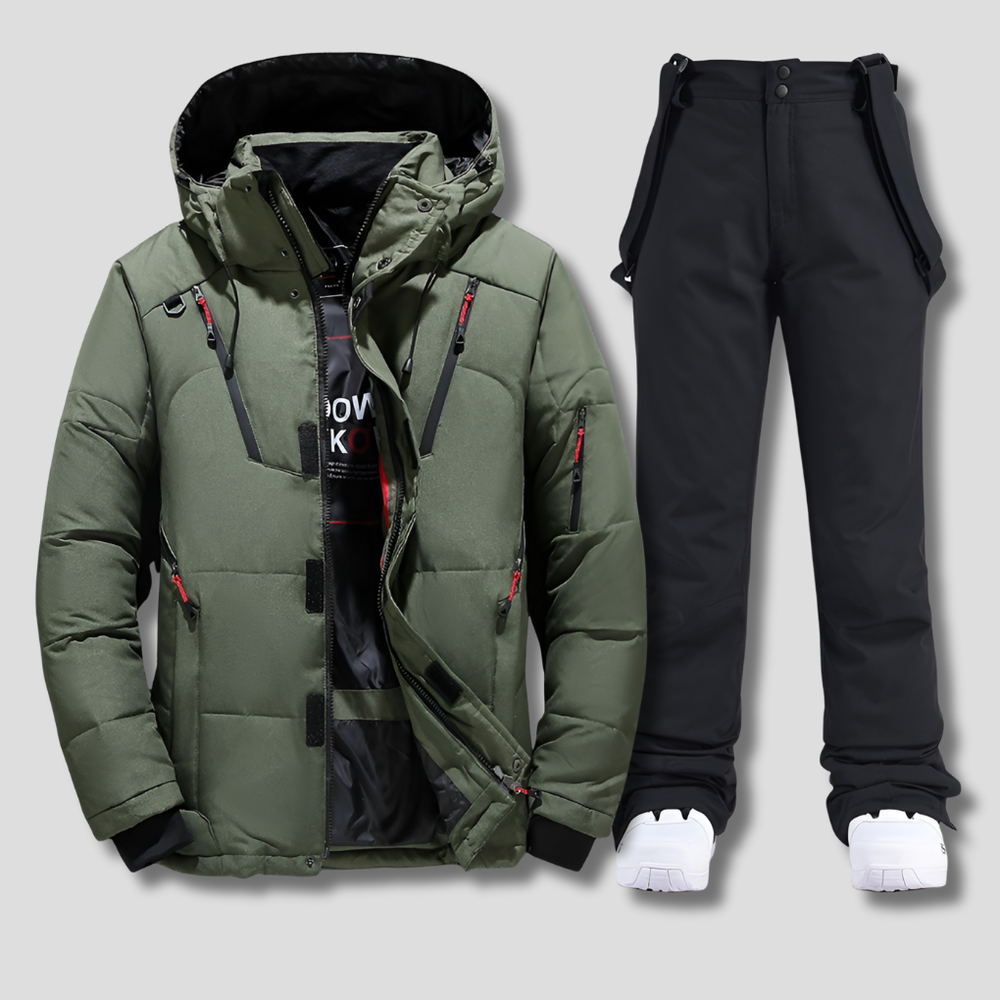 Ski Suit Mens Two Piece Hooded Padded Jacket Salopettes Set Snowboard - image 2