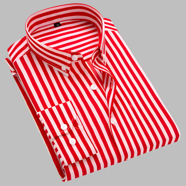 Striped Shirt Mens Long Sleeve Button Down Collar Regular Fit Smart Casual - image 2