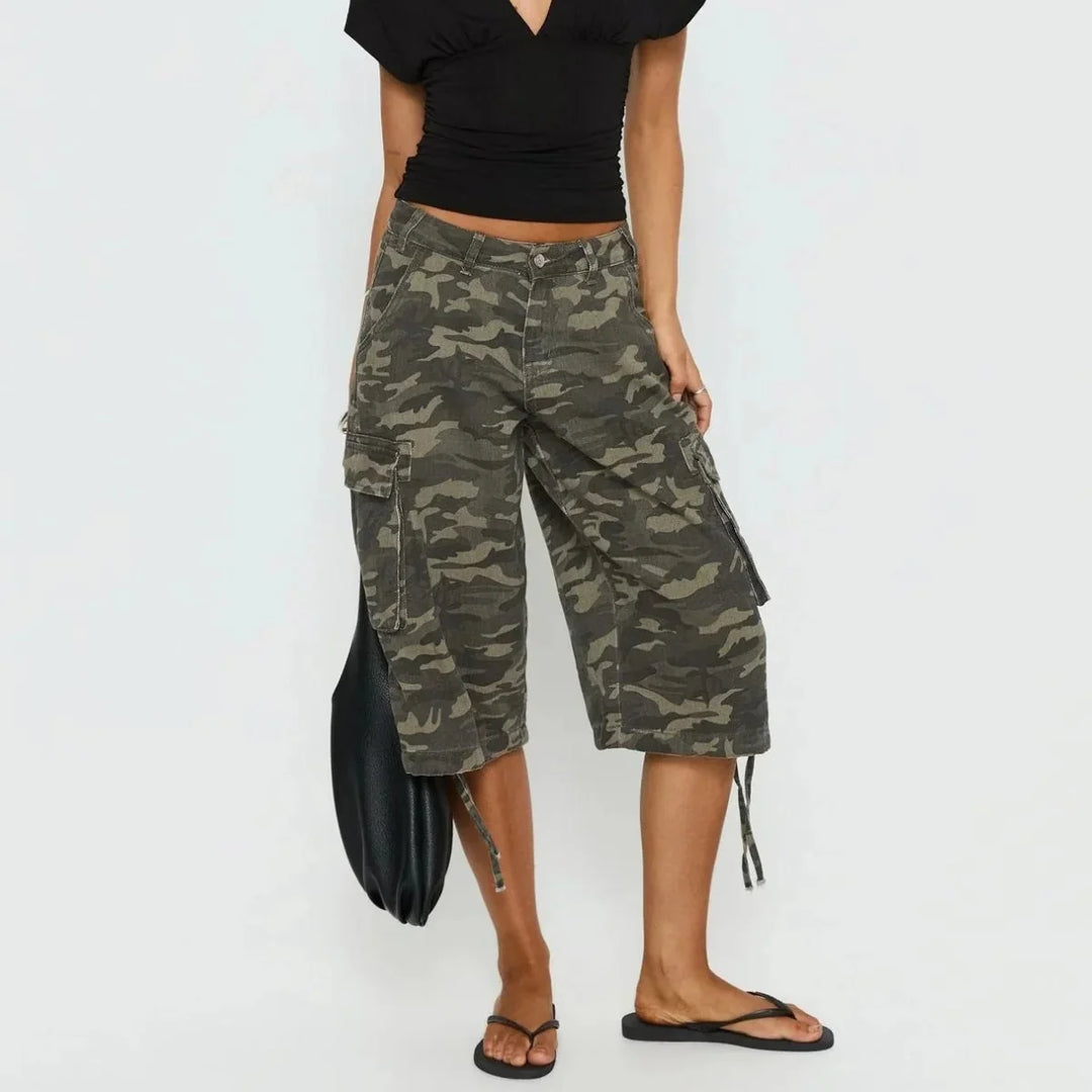 Women's Longline Camo Cargo Shorts — image 1
