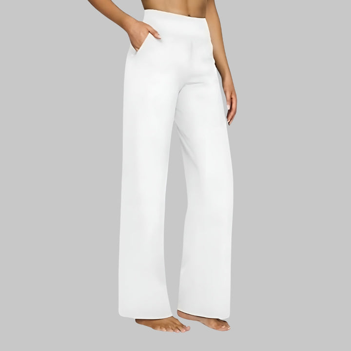 Wide Leg Trousers Womens High Waisted Stretch Pull On Elasticated Waist Side Pockets - image 9