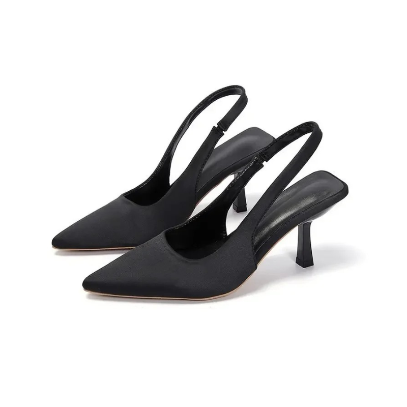 Kitten Heels Womens Pointed Toe Slingback Slim Heel