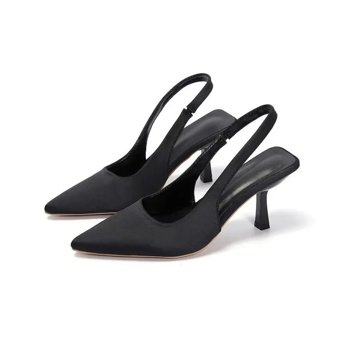 Kitten Heels Womens Pointed Toe Slingback Slim Heel