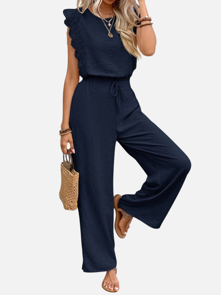 Two Piece Outfit Set Womens Relaxed Top Wide Leg Trousers