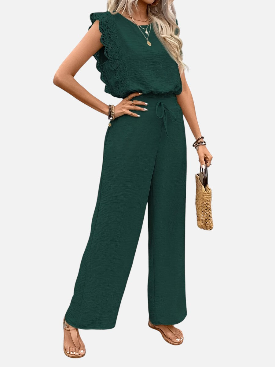 Two Piece Outfit Set Womens Relaxed Top Wide Leg Trousers