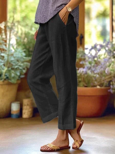 Trousers Womens Straight Leg Relaxed Side Pockets