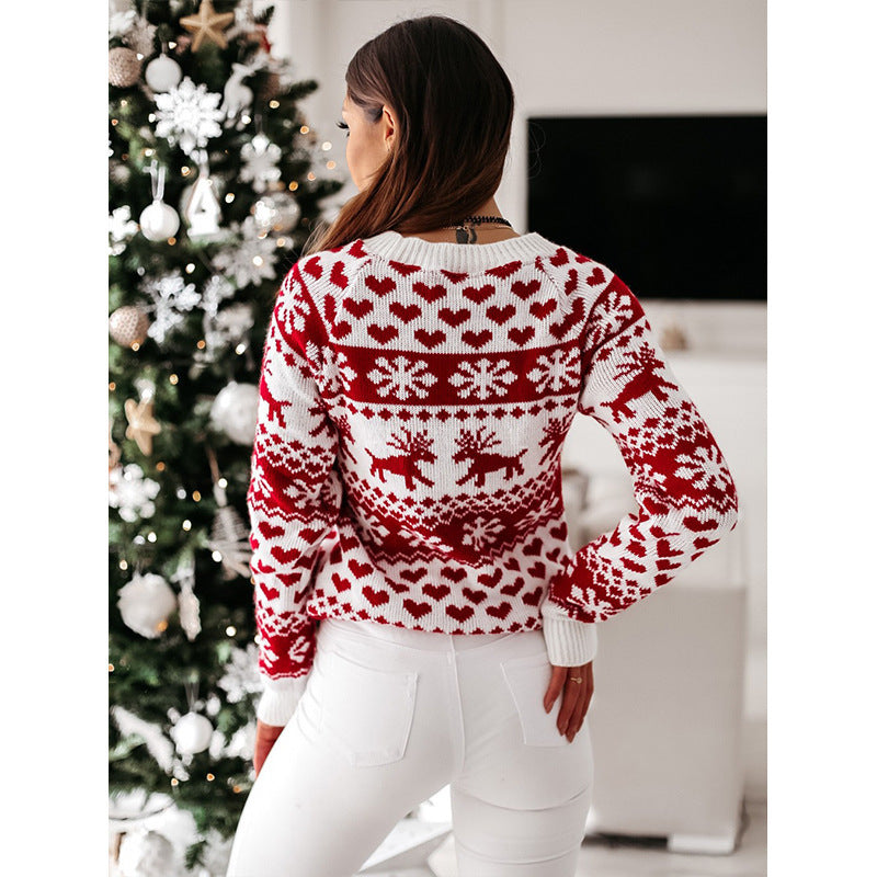 Fair Isle Christmas Jumper Womens Reindeer Heart Pattern Knitted - image 7