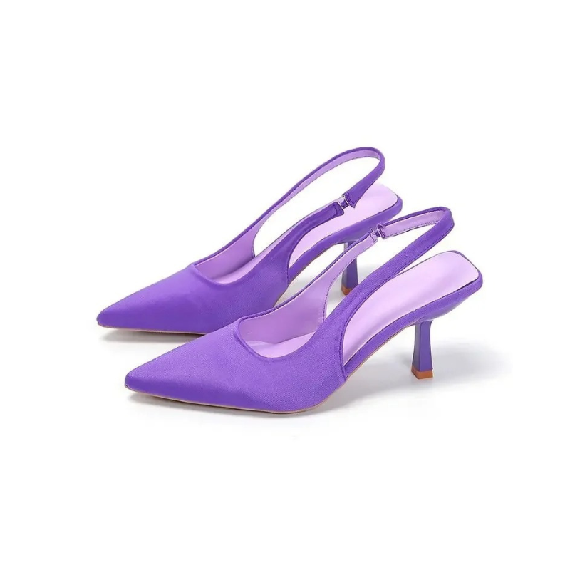 Kitten Heels Womens Pointed Toe Slingback Slim Heel