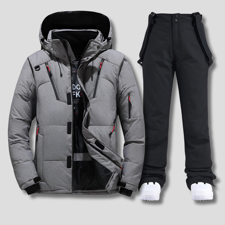 Ski Suit Mens Two Piece Hooded Padded Jacket Salopettes Set Snowboard - image 3
