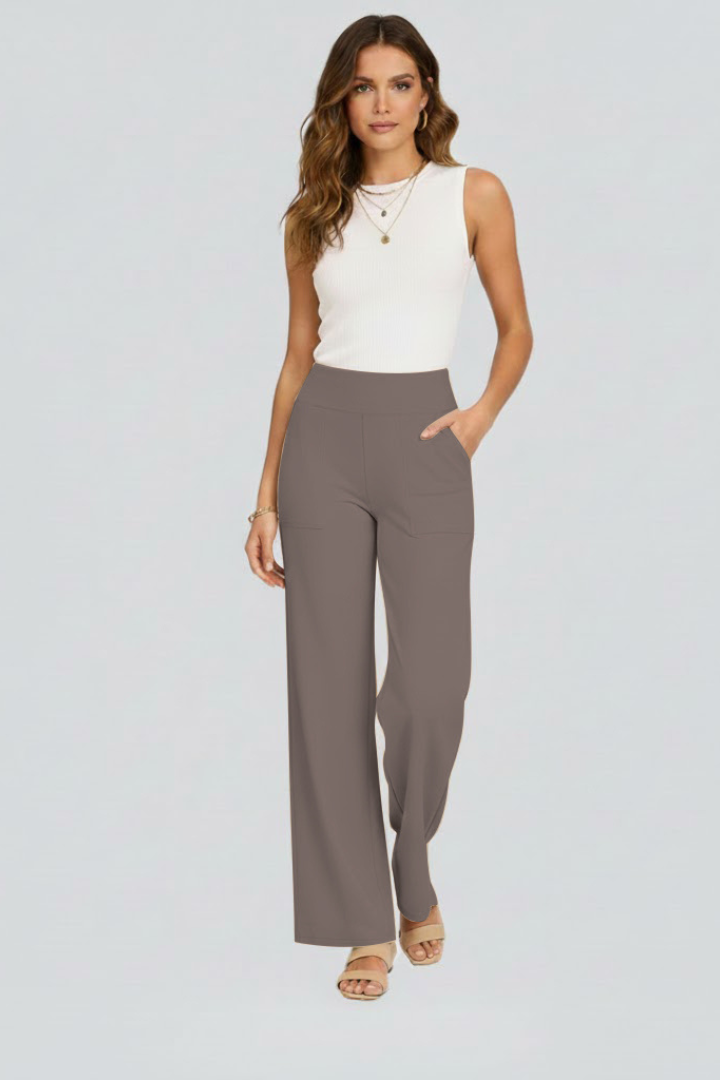 Women's High Waist Wide Leg Trousers with Pockets — image 2