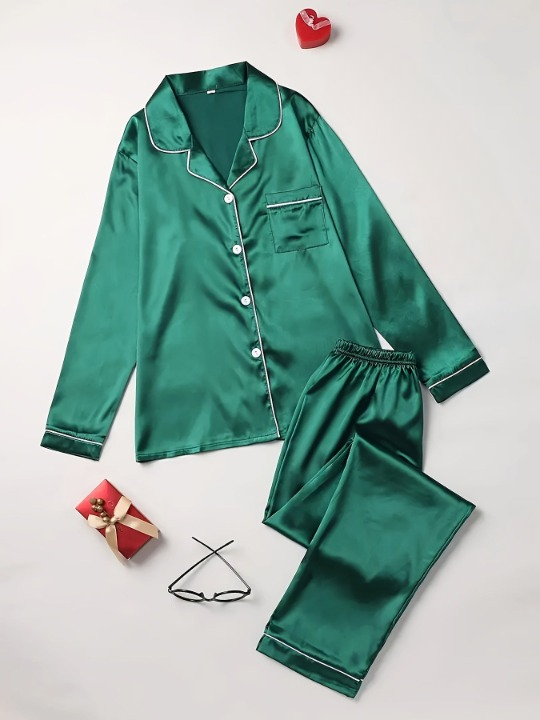 Sleepwear Set Womens Silk Two Piece Lounge