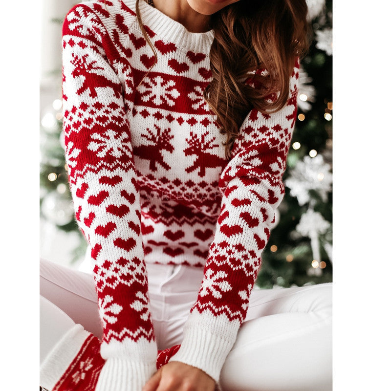 Fair Isle Christmas Jumper Womens Reindeer Heart Pattern Knitted - image 6
