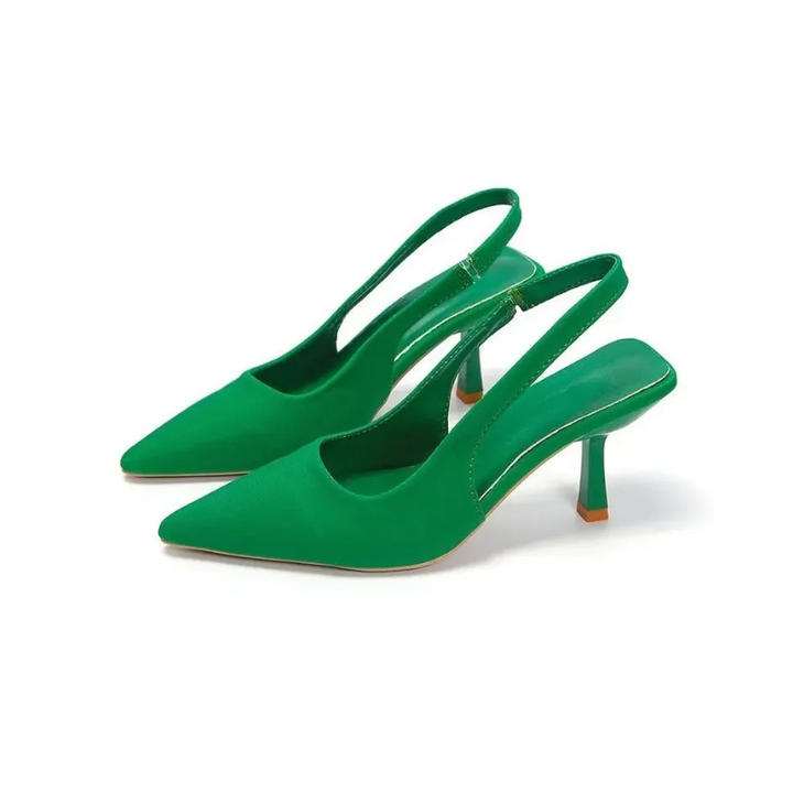 Kitten Heels Womens Pointed Toe Slingback Slim Heel