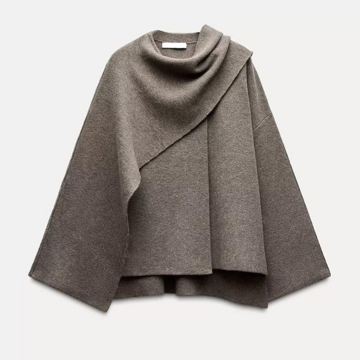 Cape Coat Womens Oversized Textured Asymmetric Wrap Collar - image 2