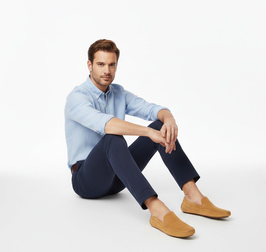 Driving Shoes Mens Suede-Look Slip-On Moccasin Stitch Pebble Sole Casual - image 3