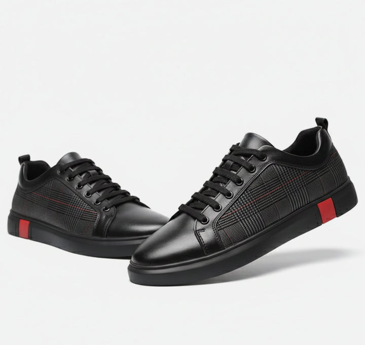 Trainers Mens Low Top Lace-Up Check Panel Contrast Heel Casual Flat Sole - image 5