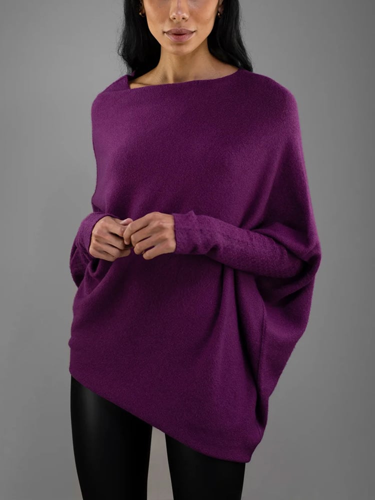 Jumper Womens Off Shoulder Cowl Neck Draped Asymmetric Hem Long Sleeve - image 7