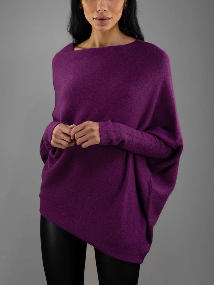 Jumper Womens Off Shoulder Cowl Neck Draped Asymmetric Hem Long Sleeve - image 7