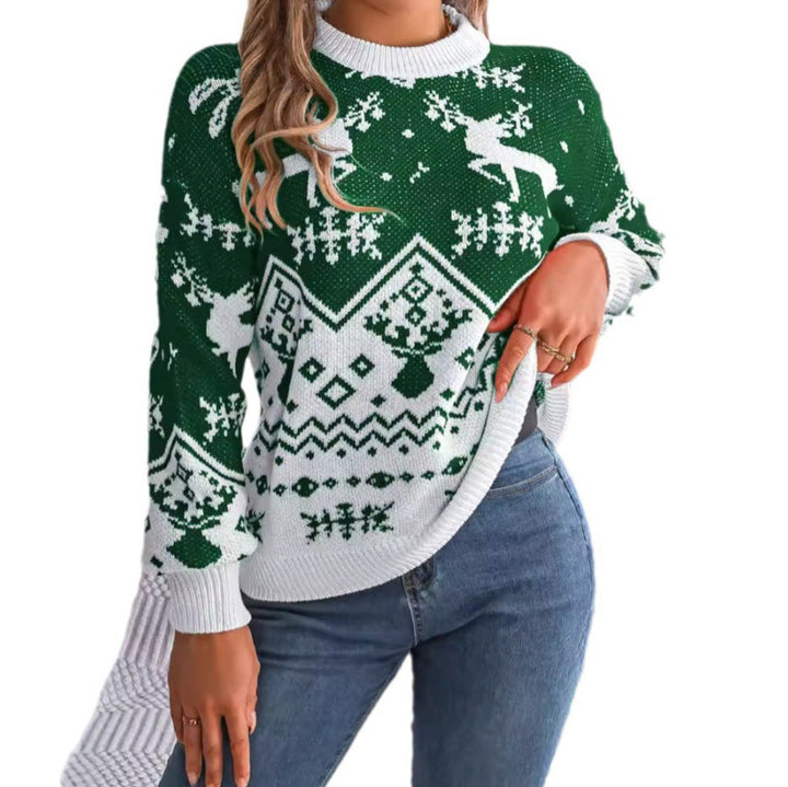 Christmas Jumper Womens Fair Isle Reindeer Knit Crew Neck - image 3