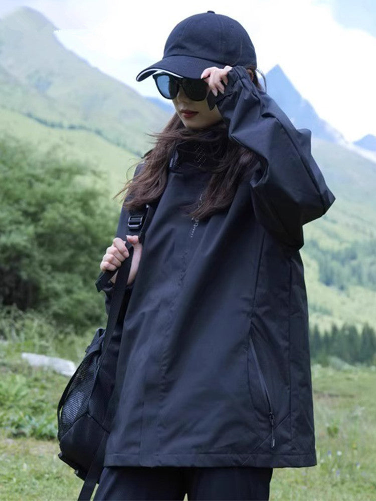 Waterproof Jacket Womens Hooded Shell Lightweight Zip Front - image 5