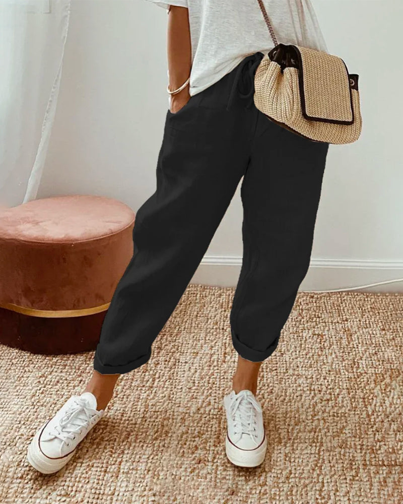 Trousers Womens Cotton Breathable Moisture Wicking Relaxed