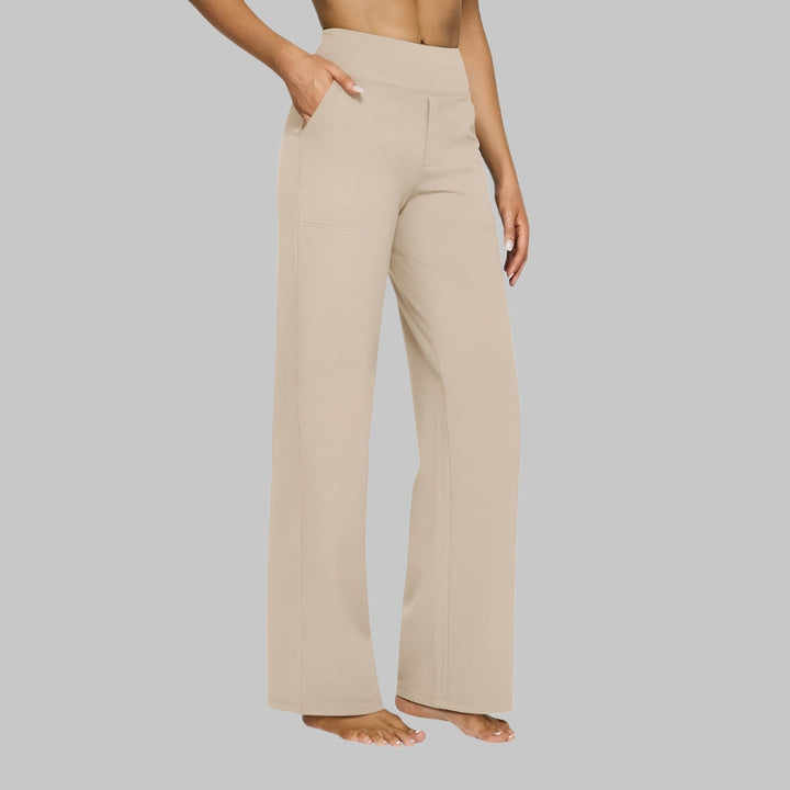 Wide Leg Trousers Womens High Waisted Stretch Pull On Elasticated Waist Side Pockets - image 7