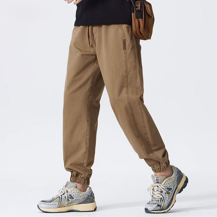Joggers Mens Cuffed Chino Twill Stretch Drawstring Elastic Waist Relaxed Fit - image 1