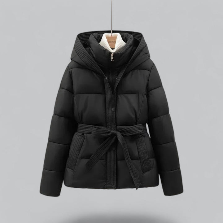 Parka Coat Womens Padded Hooded Belted Waist Quilted Winter - image 1