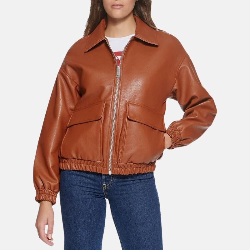 Leather Bomber Jacket Womens Aviator A2 Flight Ribbed Cuffs - image 1