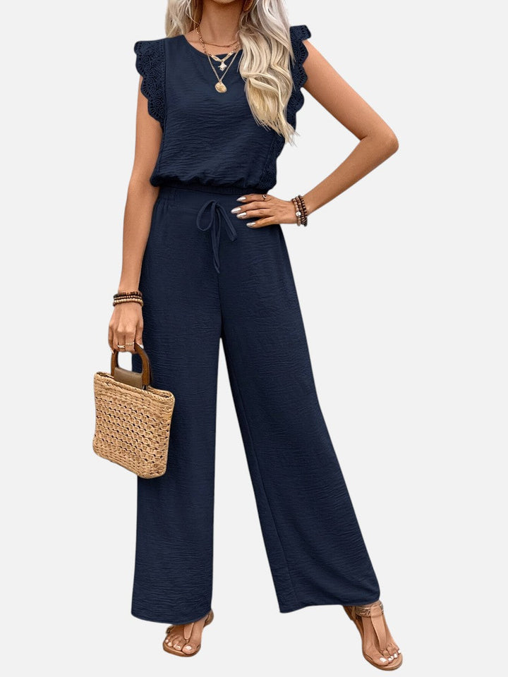 Two Piece Outfit Set Womens Relaxed Top Wide Leg Trousers