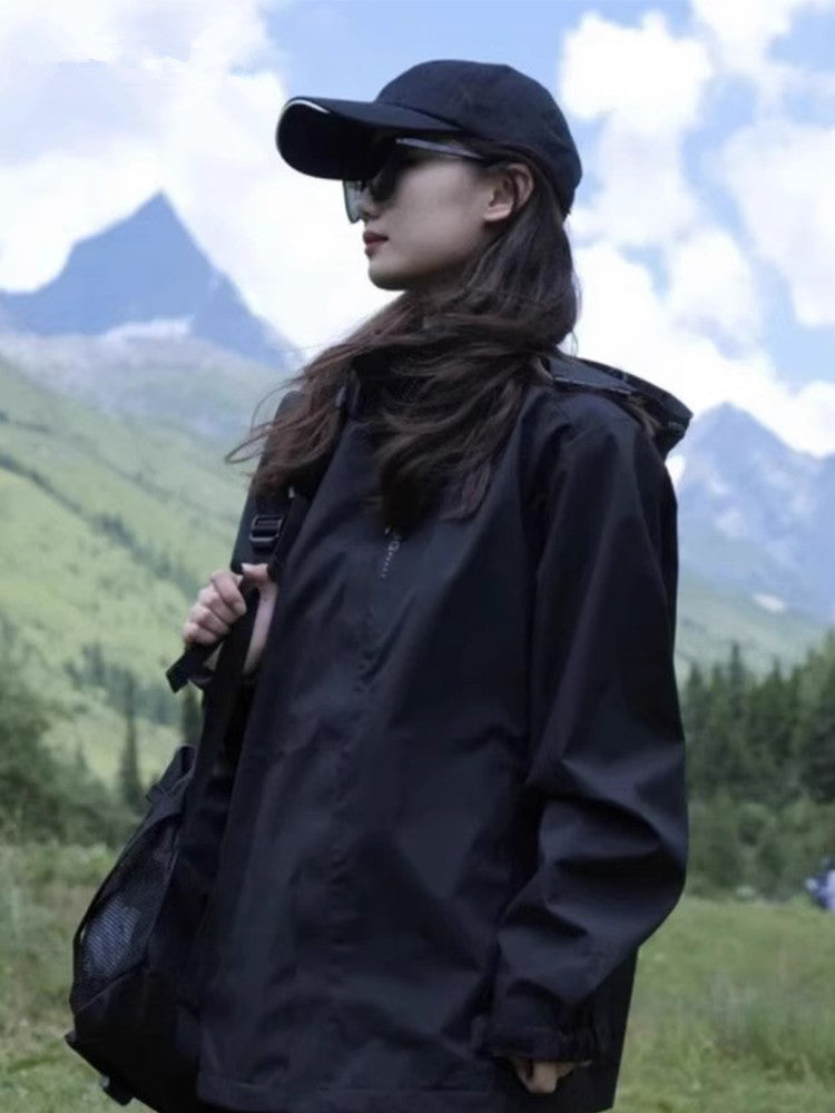 Waterproof Jacket Womens Hooded Shell Lightweight Zip Front - image 4