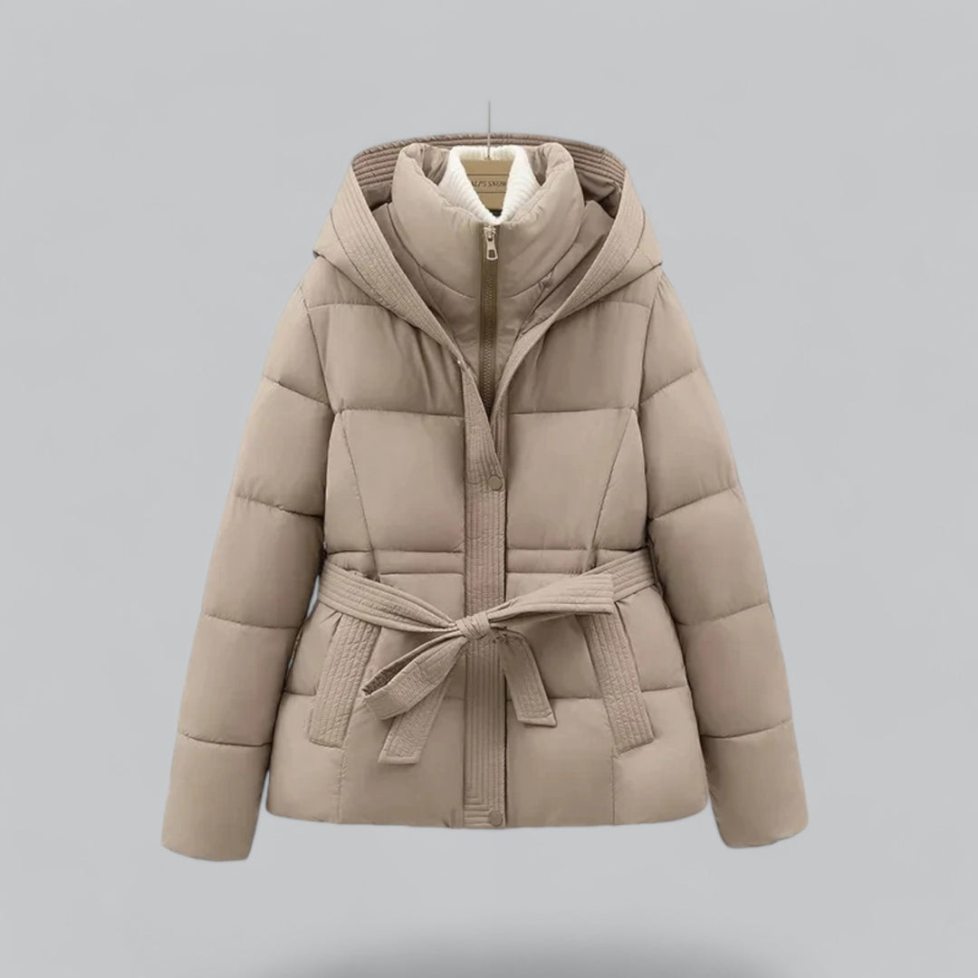 Parka Coat Womens Padded Hooded Belted Waist Quilted Winter - image 3