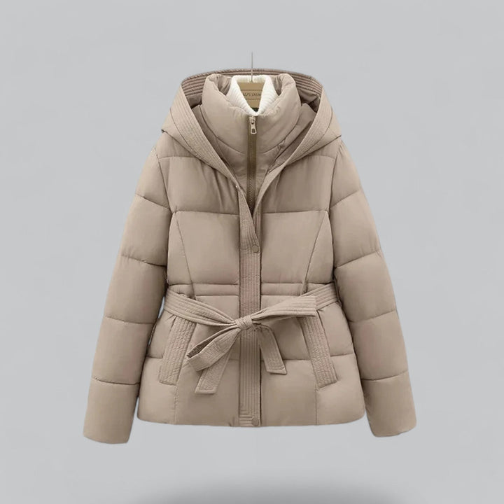 Parka Coat Womens Padded Hooded Belted Waist Quilted Winter - image 3