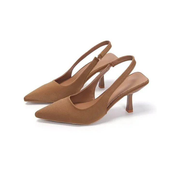 Kitten Heels Womens Pointed Toe Slingback Slim Heel