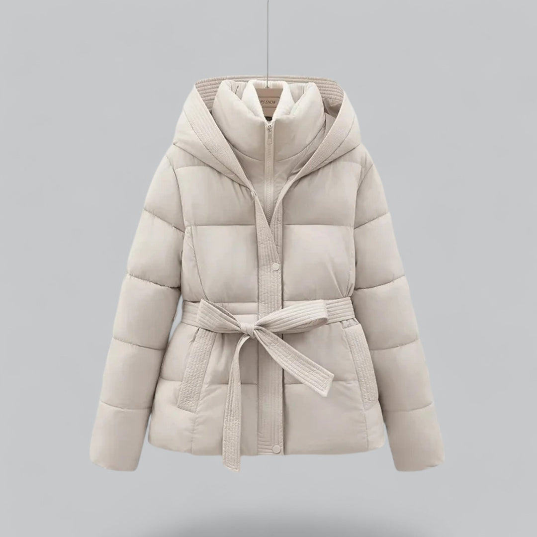 Parka Coat Womens Padded Hooded Belted Waist Quilted Winter - image 4