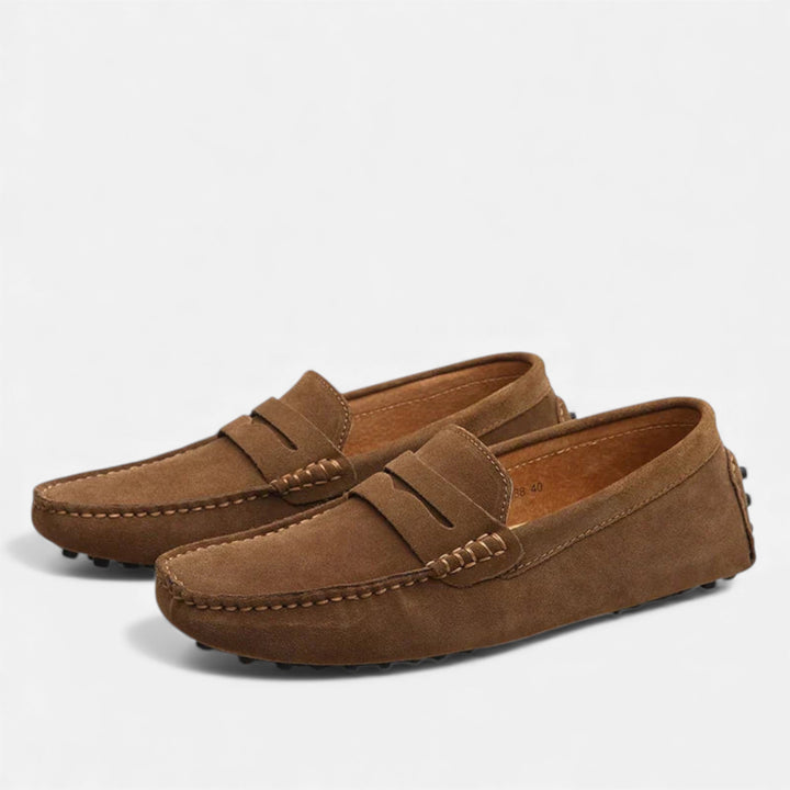 Driving Loafers Mens Suede-Look Penny Moccasin Slip-On Rubber Pebble Sole - image 1
