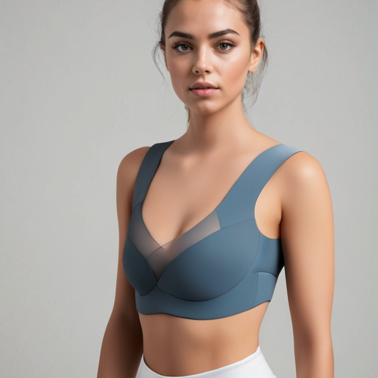 Push Up Bra Womens Seamless Wide Strap Mesh Panel V Neckline Full Back Coverage - image 10