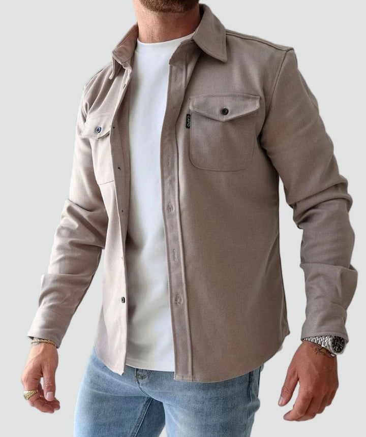 Overshirt Mens Soft Touch Button Front Flap Chest Pockets Point Collar Long Sleeve Regular Fit - image 1