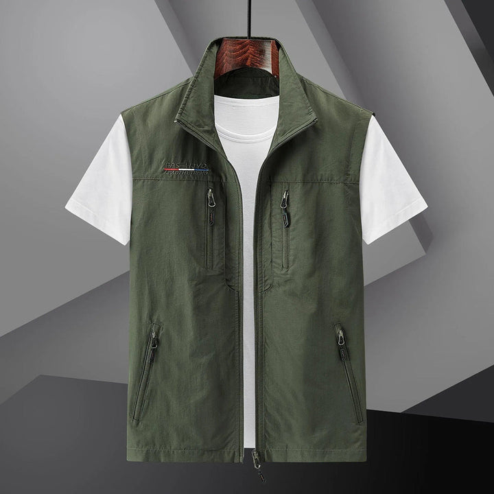 Utility Gilet Mens Multi Pocket Lightweight Travel Stand Collar Zip Front - image 5