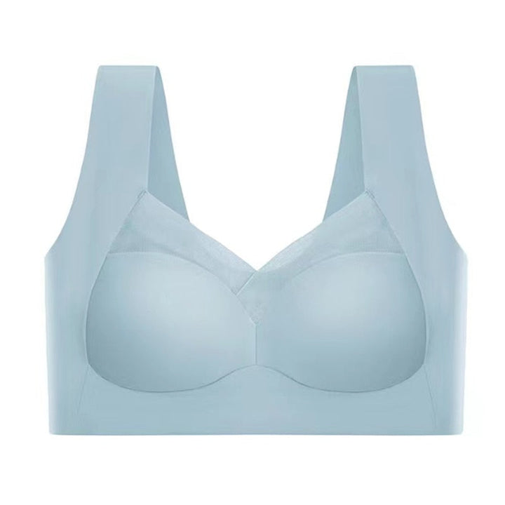 Push Up Bra Womens Seamless Wide Strap Mesh Panel V Neckline Full Back Coverage - image 13