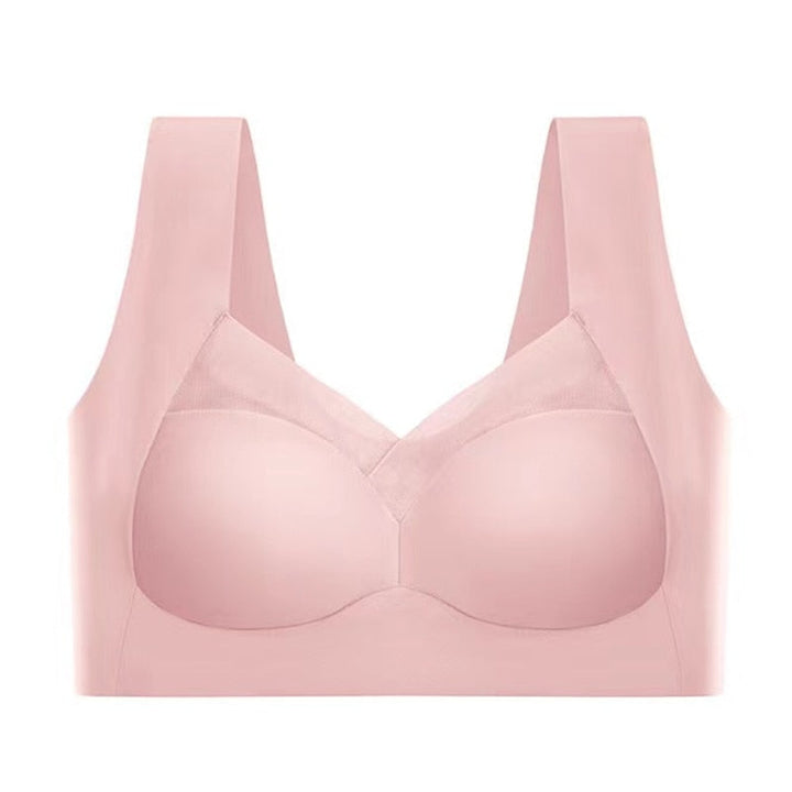 Push Up Bra Womens Seamless Wide Strap Mesh Panel V Neckline Full Back Coverage - image 11